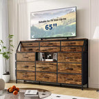 Comò moderno da 55" con mobile TV, 14 cassetti in tessuto, ampio armadio portaoggetti per camera da letto e corridoio