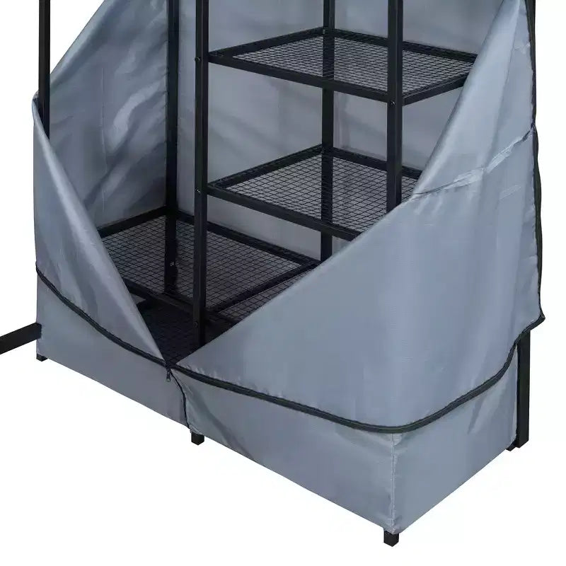 Letto a soppalco con armadio, scrivania, ripiani, presa di corrente e luce LED, struttura in metallo, singolo/una piazza e mezza