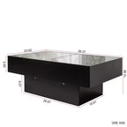 Tavolino da caffè rettangolare moderno da 100 cm con vano segreto e piano scorrevole, nero