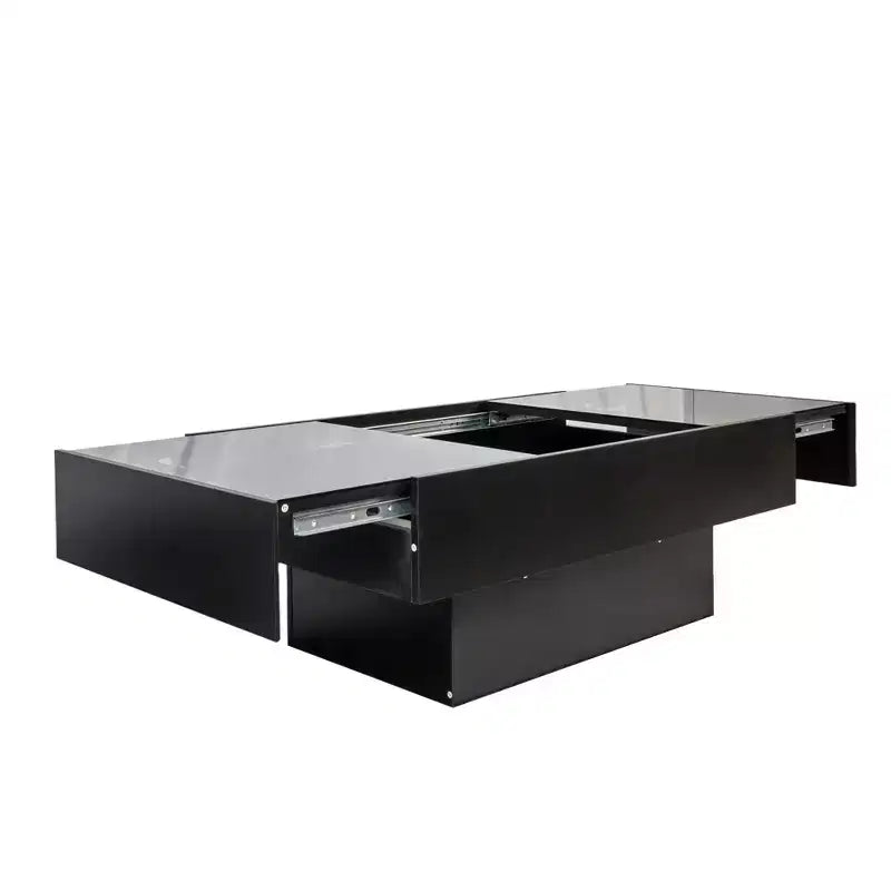 Tavolino da caffè rettangolare moderno da 100 cm con vano segreto e piano scorrevole, nero