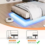 Giroletto Galleggiante con Luci LED Stazione di Ricarica Contenitore Nascosto e Testiera in Velluto Una Piazza