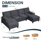 Divano sezionale a U da 106" a 4 posti con doppia chaise longue, in tessuto confortevole per appartamento