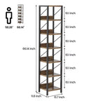 Libreria stretta a 6 ripiani, scaffale alto e sottile, mensola angolare rustica industriale per camera da letto e ufficio