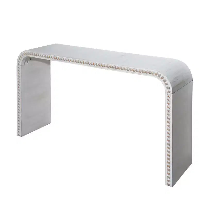Consolle da ingresso a cascata da 59" con perline in legno e design minimalista bianca