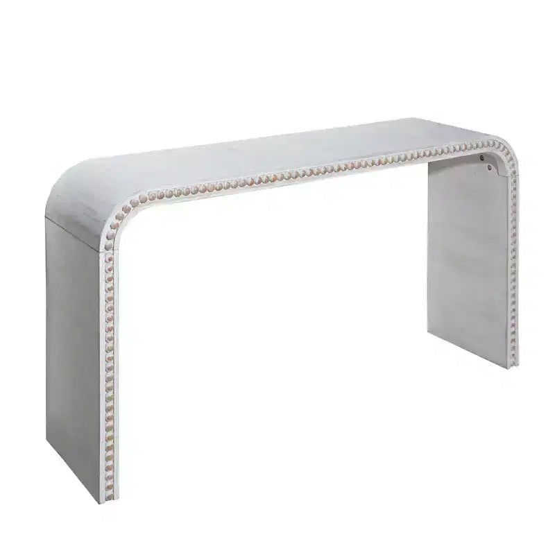 Consolle da ingresso a cascata da 59" con perline in legno e design minimalista bianca