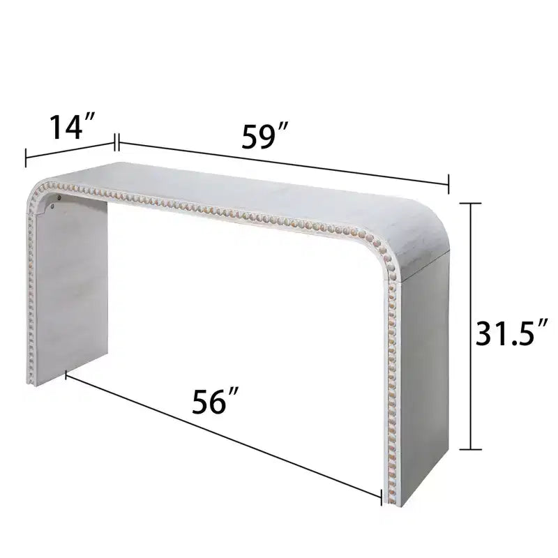 Consolle da ingresso a cascata da 59" con perline in legno e design minimalista bianca