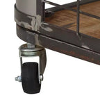 Tavolino da salotto con 4 ruote, in legno massello di mango, 100 cm, design industriale, ripiano inferiore