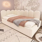 Divano letto gemello imbottito con contenitore idraulico e telaio a doghe in metallo Camera da letto moderna