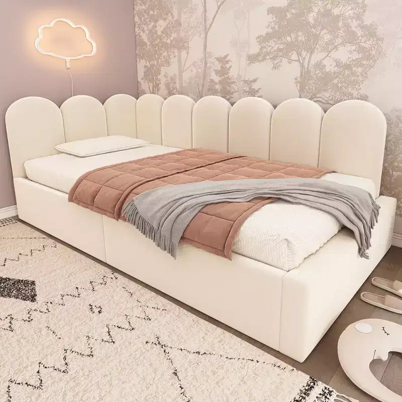 Divano letto gemello imbottito con contenitore idraulico e telaio a doghe in metallo Camera da letto moderna