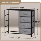 Cassettiera a 8 cassetti, unità di archiviazione con struttura in acciaio, ripiano in legno e cassetti in tessuto per camera da letto, armadio, ufficio