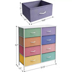 Cassettiera a 8 cassetti, unità di archiviazione con struttura in acciaio, ripiano in legno e cassetti in tessuto per camera da letto, armadio, ufficio