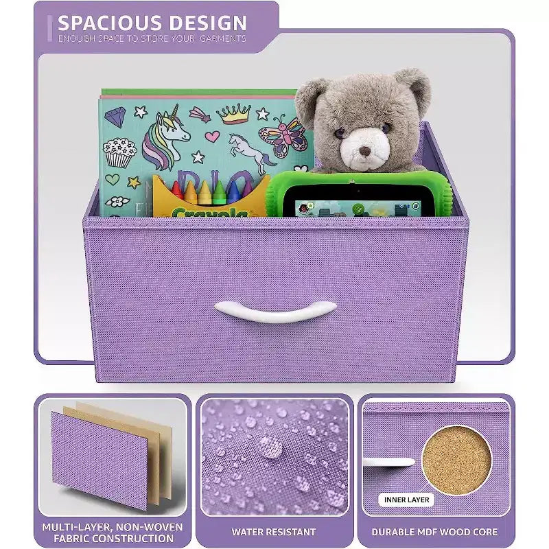 Cassettiera a 8 cassetti, unità di archiviazione con struttura in acciaio, ripiano in legno e cassetti in tessuto per camera da letto, armadio, ufficio