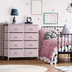 Cassettiera a 8 cassetti, unità di archiviazione con struttura in acciaio, ripiano in legno e cassetti in tessuto per camera da letto, armadio, ufficio