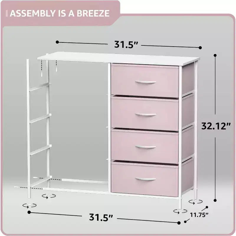 Cassettiera a 8 cassetti, unità di archiviazione con struttura in acciaio, ripiano in legno e cassetti in tessuto per camera da letto, armadio, ufficio