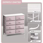 Cassettiera a 8 cassetti, unità di archiviazione con struttura in acciaio, ripiano in legno e cassetti in tessuto per camera da letto, armadio, ufficio