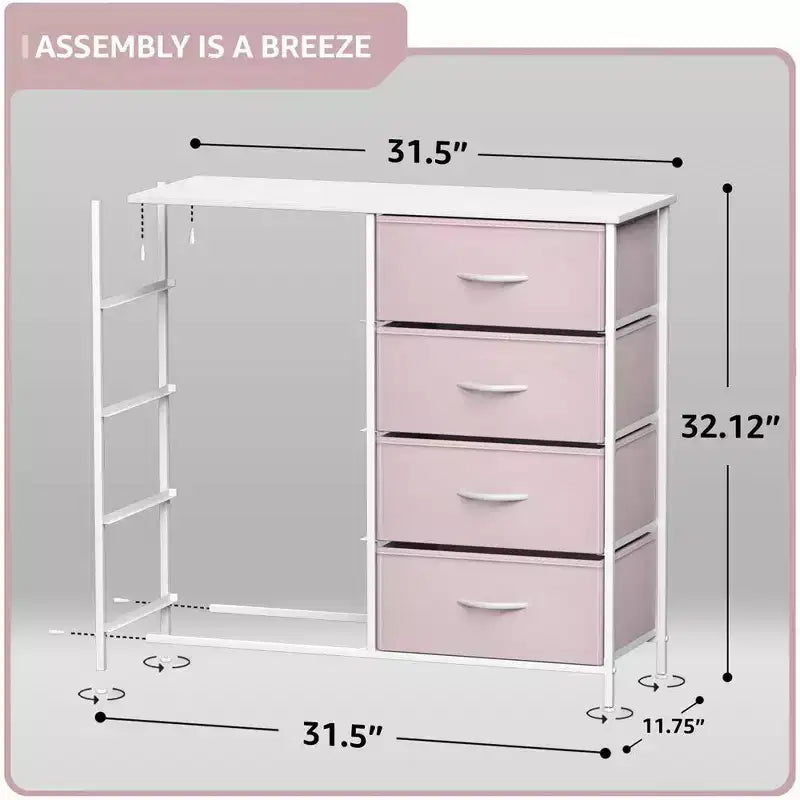 Cassettiera a 8 cassetti, unità di archiviazione con struttura in acciaio, ripiano in legno e cassetti in tessuto per camera da letto, armadio, ufficio