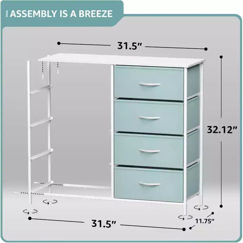 Cassettiera a 8 cassetti, unità di archiviazione con struttura in acciaio, ripiano in legno e cassetti in tessuto per camera da letto, armadio, ufficio