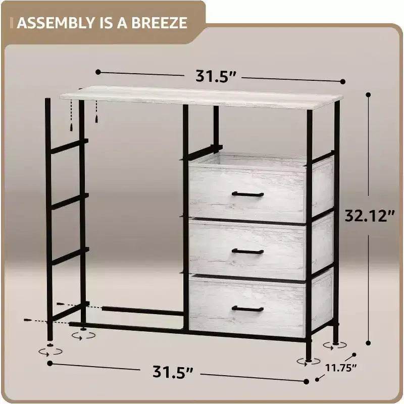Cassettiera a 8 cassetti, unità di archiviazione con struttura in acciaio, ripiano in legno e cassetti in tessuto per camera da letto, armadio, ufficio