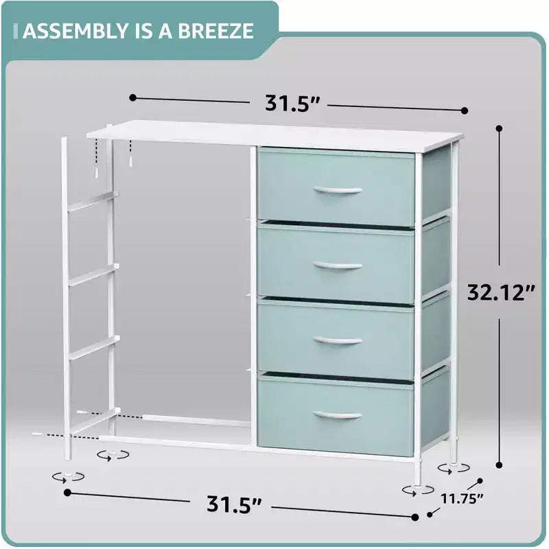 Cassettiera a 8 cassetti, unità di archiviazione con struttura in acciaio, ripiano in legno e cassetti in tessuto per camera da letto, armadio, ufficio