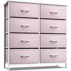 Cassettiera a 8 cassetti, unità di archiviazione con struttura in acciaio, ripiano in legno e cassetti in tessuto per camera da letto, armadio, ufficio