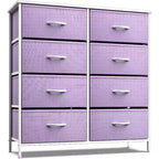 Cassettiera a 8 cassetti, unità di archiviazione con struttura in acciaio, ripiano in legno e cassetti in tessuto per camera da letto, armadio, ufficio