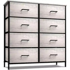 Cassettiera a 8 cassetti, unità di archiviazione con struttura in acciaio, ripiano in legno e cassetti in tessuto per camera da letto, armadio, ufficio