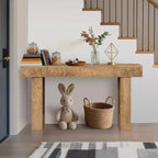 Consolle da ingresso stretta da 63" in rovere rustico con ripiano aperto