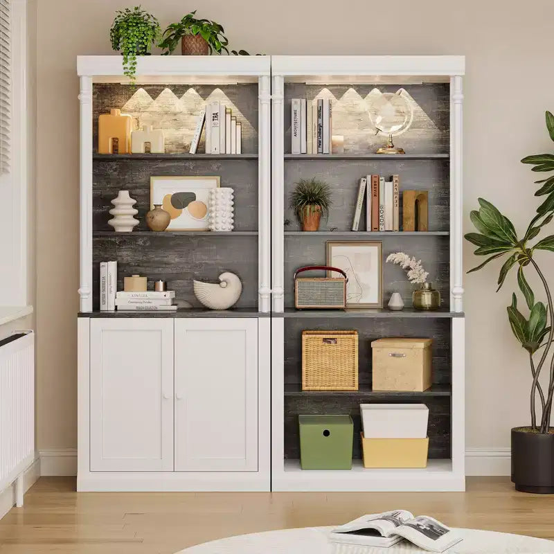Mobile dispensa da cucina con illuminazione a LED, pensile contenitore per sala da pranzo e soggiorno