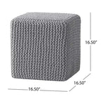 Pouf poggiapiedi rivestito quadrato in maglia per soggiorno e camera da letto