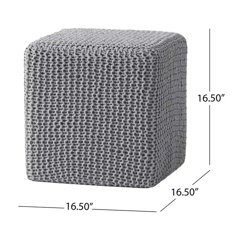 Pouf poggiapiedi rivestito quadrato in maglia per soggiorno e camera da letto