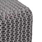Pouf poggiapiedi rivestito quadrato in maglia per soggiorno e camera da letto