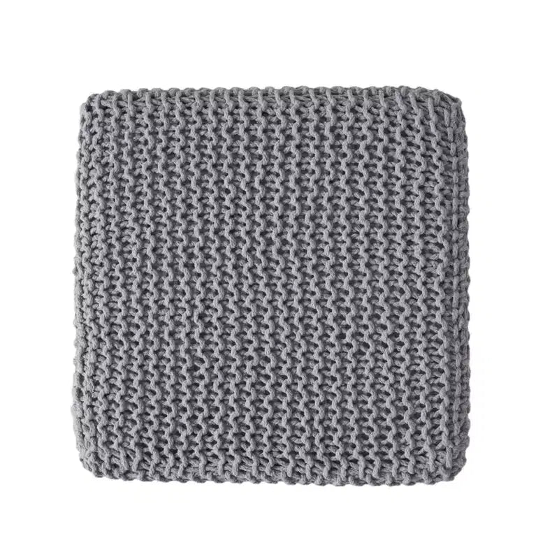 Pouf poggiapiedi rivestito quadrato in maglia per soggiorno e camera da letto