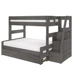 Letto a castello moderno stile rustico una piazza e mezza con scaletta estraibile in legno massiccio di pino