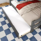 Letto a castello moderno stile rustico una piazza e mezza con scaletta estraibile in legno massiccio di pino