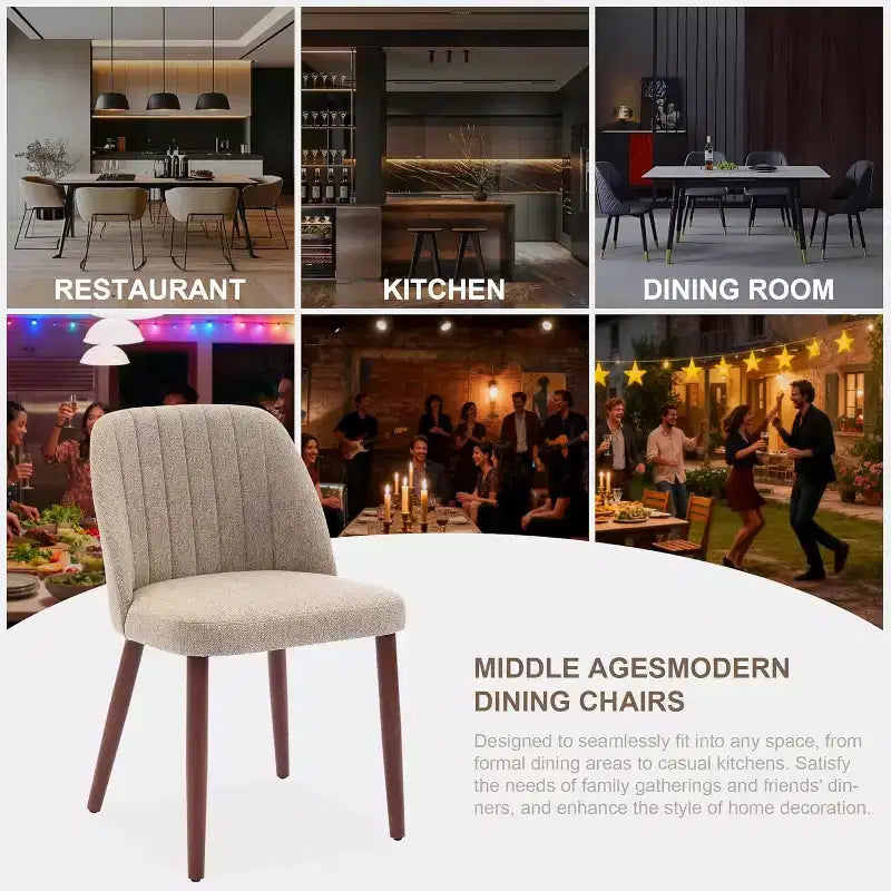 Sedia da pranzo moderna imbottita in tessuto con schienale alto per cucina, sala da pranzo, ristorante