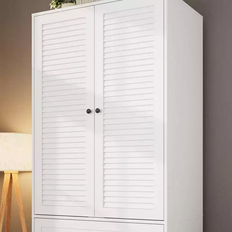 Armadio guardaroba a 3 cassetti e 2 ante, moderno, bianco, resistente, con ante a battente