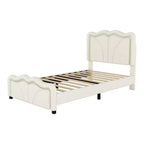 Letto a piattaforma imbottito per letto singolo/matrimoniale con testiera curva regolabile in altezza e luce LED