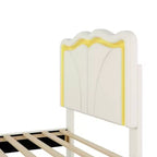 Letto a piattaforma imbottito per letto singolo/matrimoniale con testiera curva regolabile in altezza e luce LED
