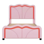 Letto a piattaforma imbottito per letto singolo/matrimoniale con testiera curva regolabile in altezza e luce LED