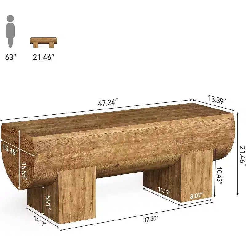 Panca da ingresso in legno massello da 120 cm, panca da fondo letto in stile rustico per camera da letto, soggiorno, corridoio