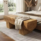 Panca da ingresso in legno massello da 120 cm, panca da fondo letto in stile rustico per camera da letto, soggiorno, corridoio