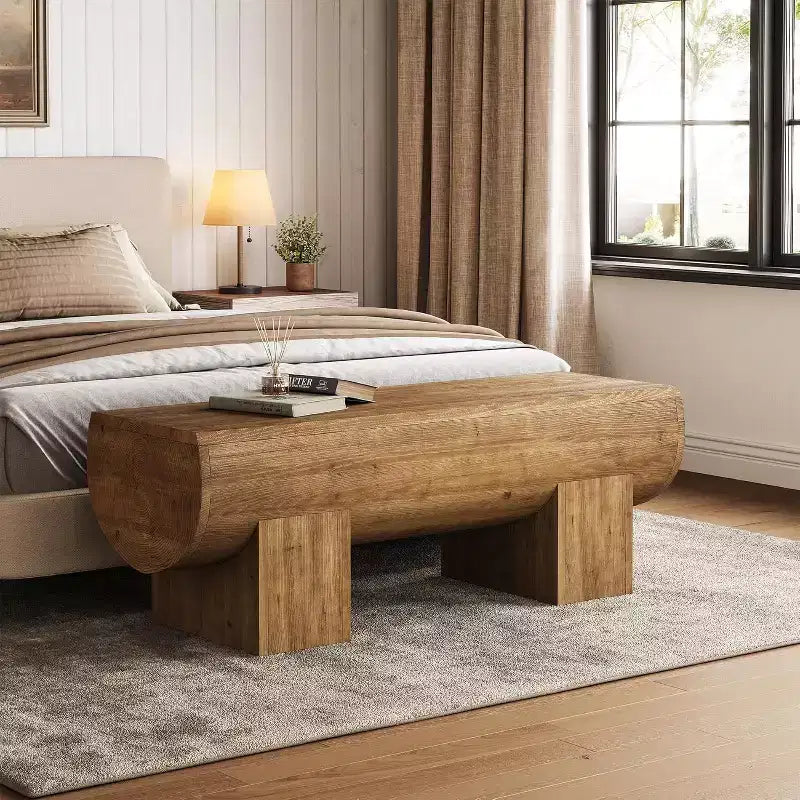 Panca da ingresso in legno massello da 120 cm, panca da fondo letto in stile rustico per camera da letto, soggiorno, corridoio