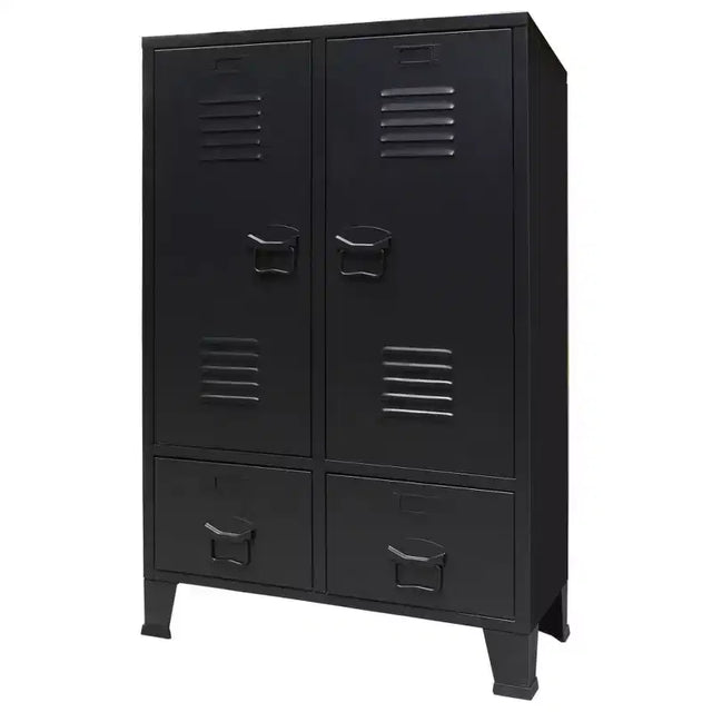vidaXL Wardrobe Black Sheet Metal Medium Adjustable Shelves