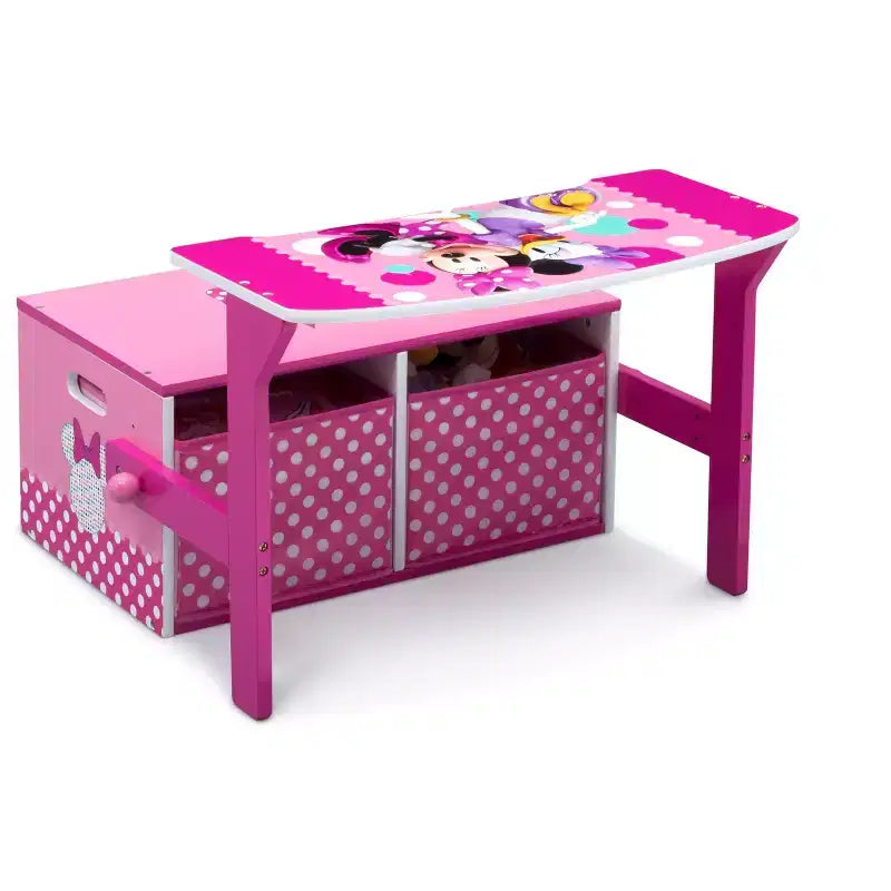 Minnie Mouse Scrivania per Attività 3-in-1 con Contenitore, a Pois Rosa, per Bambini