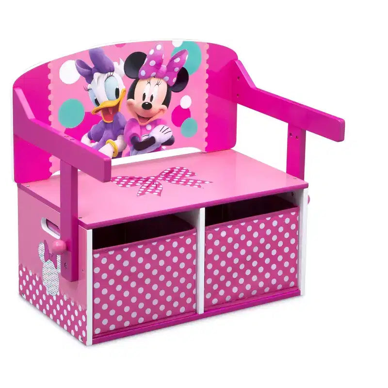 Minnie Mouse Scrivania per Attività 3-in-1 con Contenitore, a Pois Rosa, per Bambini