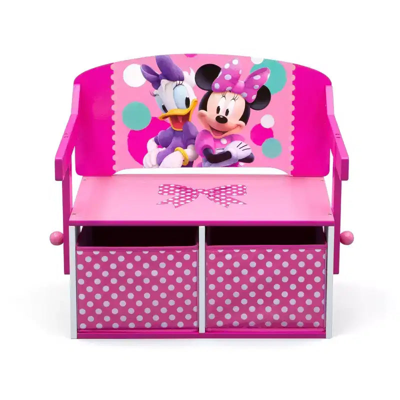Minnie Mouse Scrivania per Attività 3-in-1 con Contenitore, a Pois Rosa, per Bambini
