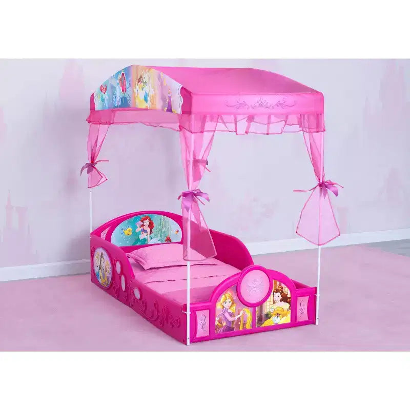 Letto per bambini Principesse con baldacchino Cenerentola Belle Raperonzolo Ariel, per età 2+