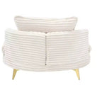 Poltrona moderna con pouf, poltrona lounge oversize con seduta profonda e poggiapiedi, per camera da letto e soggiorno