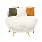 Poltrona moderna con pouf, poltrona lounge oversize con seduta profonda e poggiapiedi, per camera da letto e soggiorno