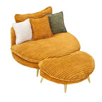 Poltrona moderna con pouf, poltrona lounge oversize con seduta profonda e poggiapiedi, per camera da letto e soggiorno
